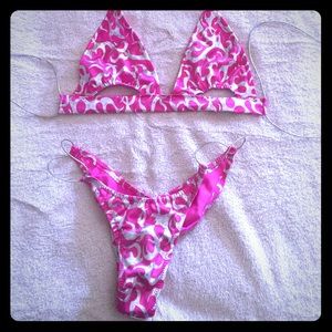Hot Barbie Pink and silver competition bikini competition suit